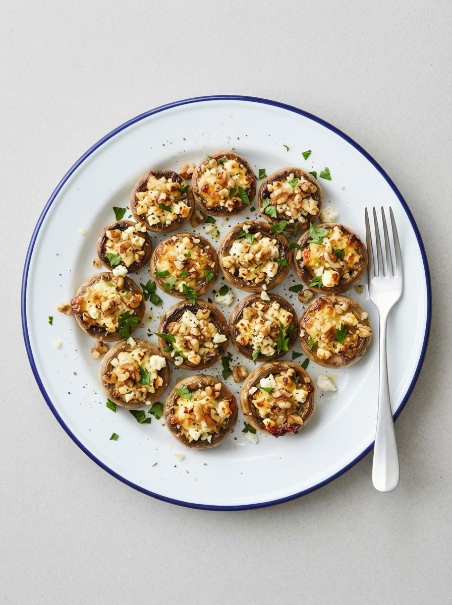Vegetarische gevulde champignons van de BBQ