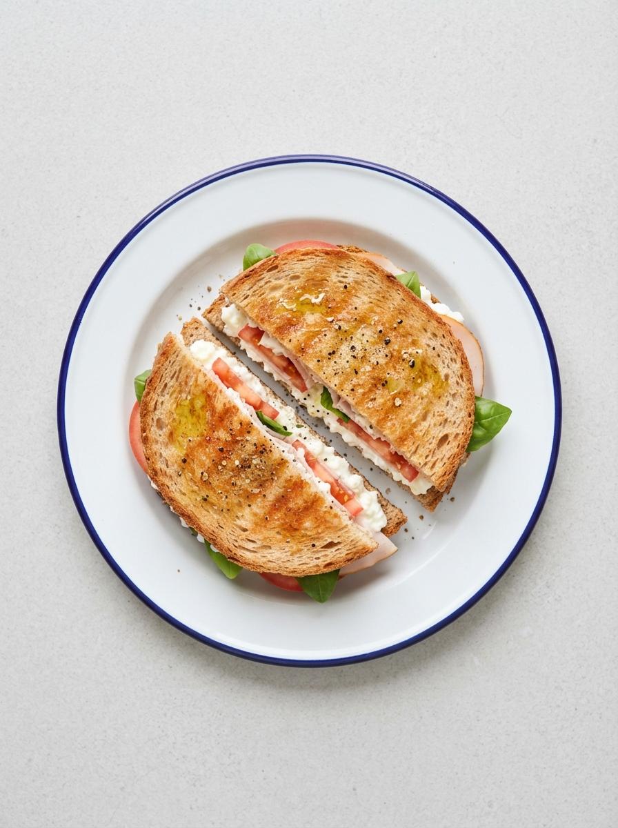 Eiwitrijke tosti met hüttenkäse en tomaat