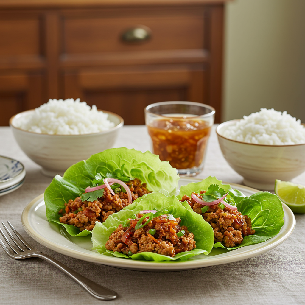 Sla-cups met Asian Gehakt