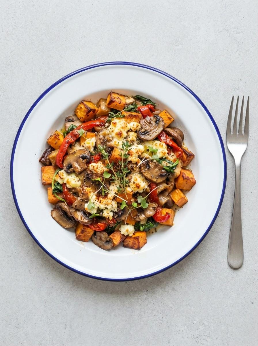 Vegetarische ovenschotel met zoete aardappel