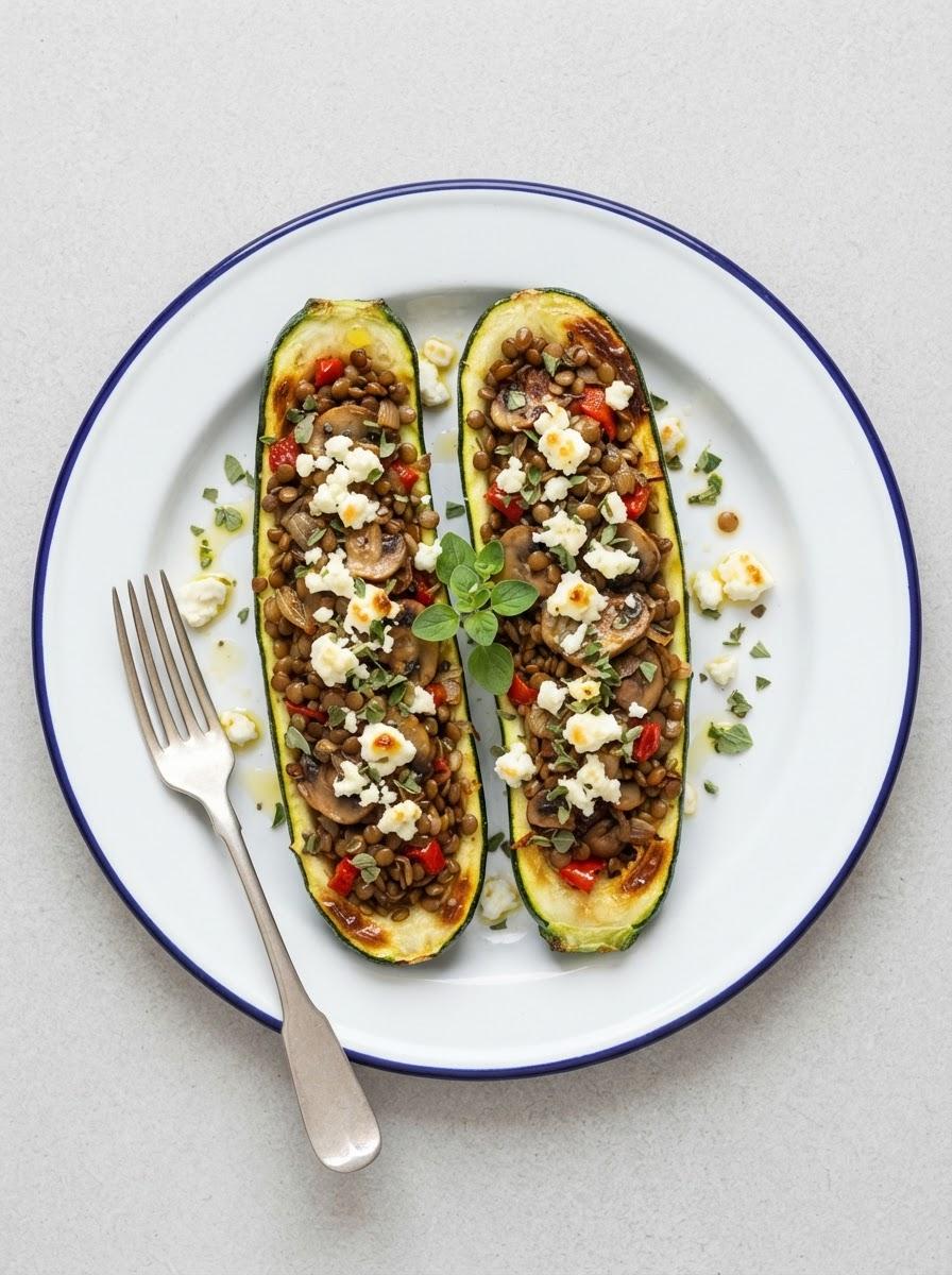 Vegetarische gevulde courgette