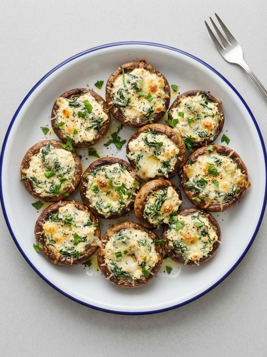 Koolhydraatarme gevulde champignons uit de oven
