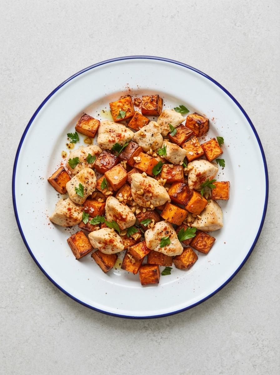 Eiwitrijke kip met zoete aardappel uit de oven