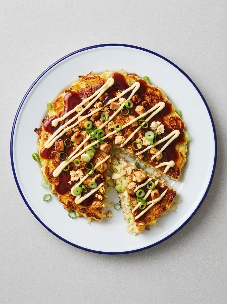 Eiwitrijke okonomiyaki met kip en tofu