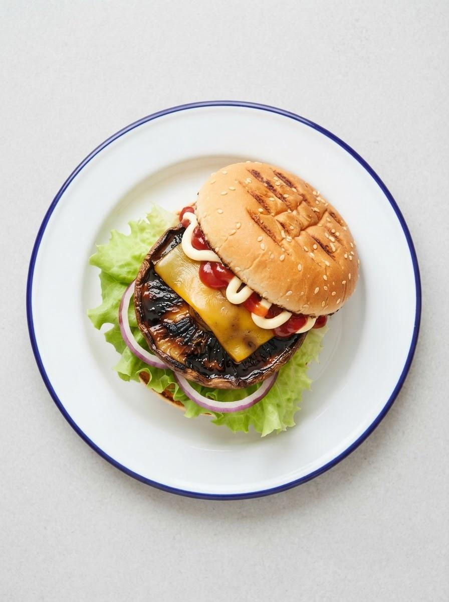 Vegetarische Portobello-burger van de BBQ